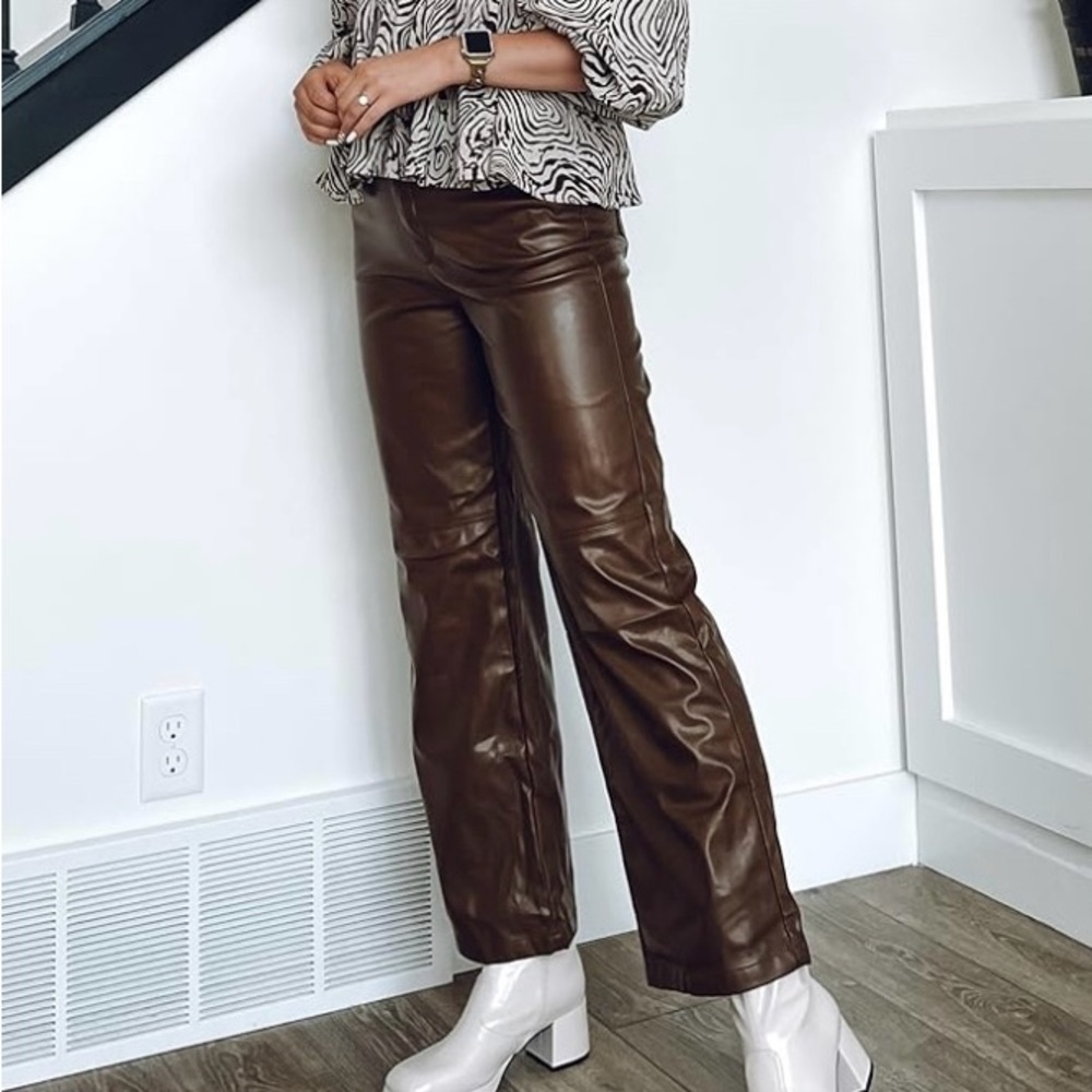 Brown Faux Leather Pants